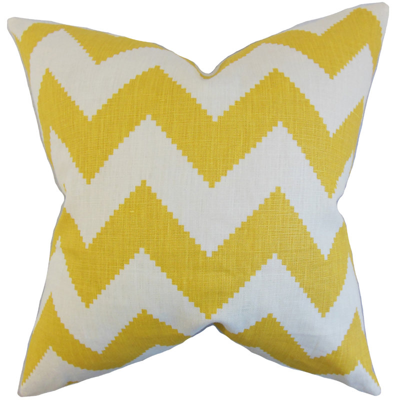 Coussin en lin maillol zigzag, Fumée, 18 po x 18 po