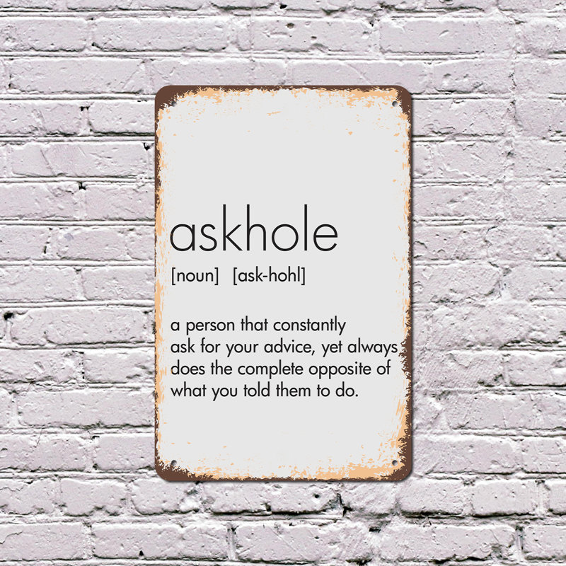 Panneau AskHole personne demande conseil 13 po x 20 po