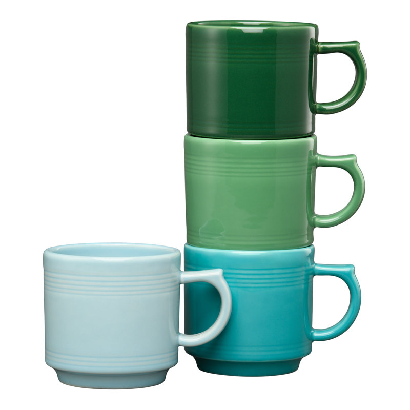 Ensemble de 4 tasses mélangées empilables Fiesta 16 oz, Jade / prairie / turquoise / ciel