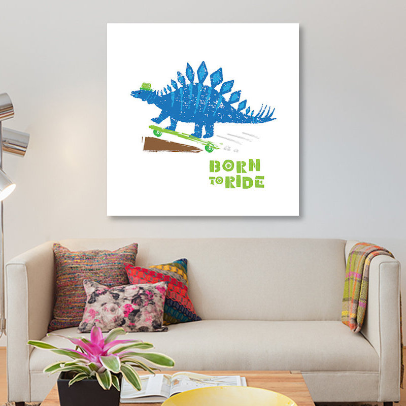 « dinos on the move ii », impression sur toile tendue, H 12 po x l 12 po x P 0,75 po, Toile tendue, Pas de tapis