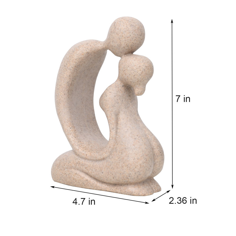 Modern Abstract Statue Small Couple Sculpture, Begie