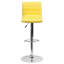 Tabouret de bar à hauteur réglable en vinyle avec dossier à coutures horizontales Clift-17896465-128921556