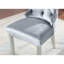 Chaises d'appoint classiques rembourrées en flanelle de 2 po avec anneaux en métal et dossier à oreilles en bois massif de luxe pour salle à manger avec boutons en cristal et miroir