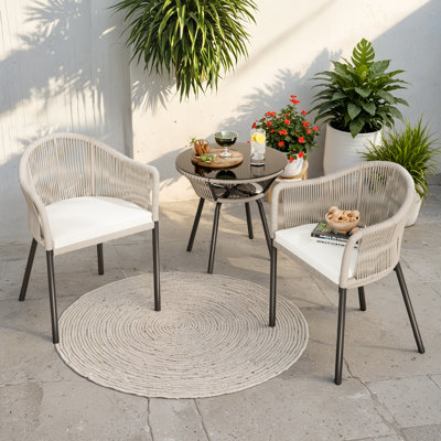 2 - Person Outdoor Seating Group with Cushions Perfect for Yard, Garden and Poolside