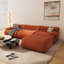 Canapé d'angle modulaire de 113 po sans ossature, aux bords arrondis, revêtu de tissu, silhouette incurvée, avec pouf, assise profonde surdimensionnée et moderne pour salon-344938192-454337441