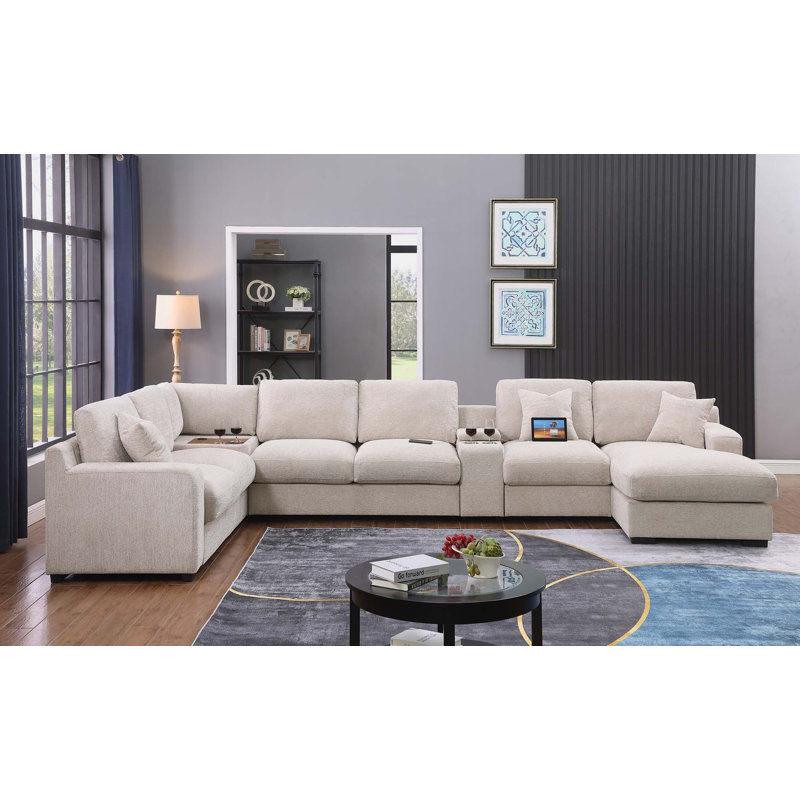 Canapé en chenille 141,5 po, Chenille beige