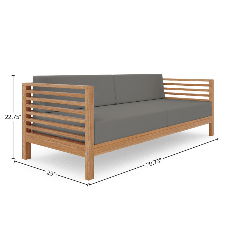 Canapé d'extérieur en teck Amblewood Summer, Sunbrella® gris anthracite