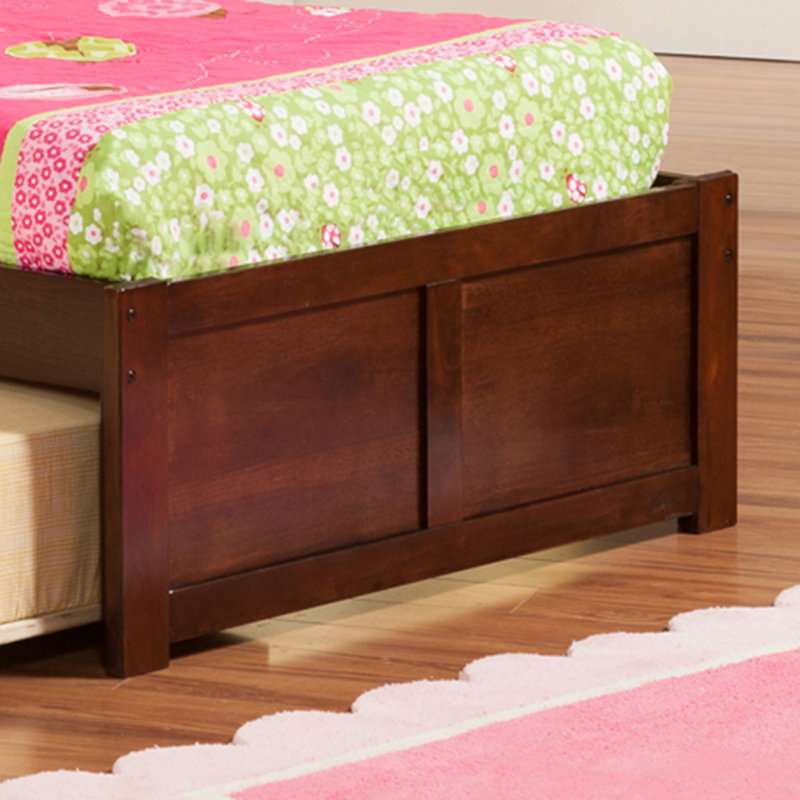 Huntsville Extra Long Twin Solid Wood Platform Bed with Trundle, Walnut