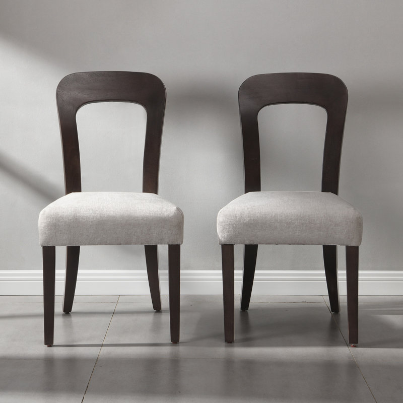 Upholstered Dining Chairs with Solid Rubber Wood Legs, Gray, Brown