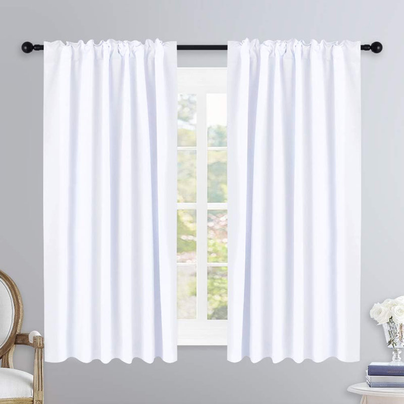 Blackout Curtain Light & Noise Reducing Room Darkening Drapes for Bedroom/Living Room/Kitchen, 2 Pieces, Cream, 42" W x 63" L