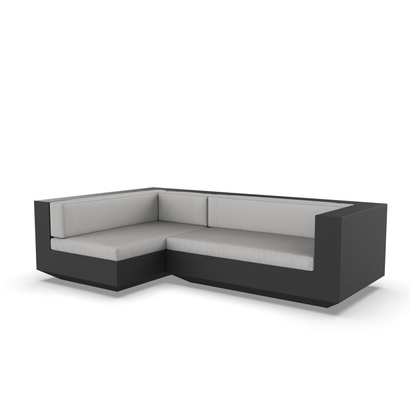 Vela 102.25" Wide Outdoor Reversible Patio Sectional with Cushions, Left Hand Facing, Nautical Taupe, Black