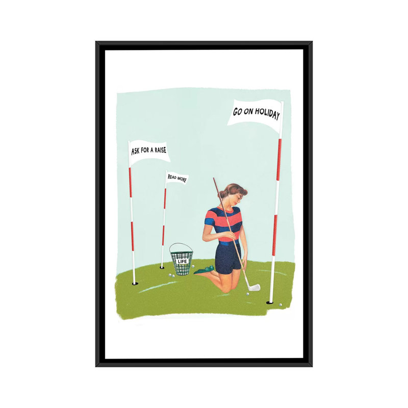« life goal goals », impression sur toile, H 26 po x l 18 po x P 1,5 po, Toile avec cadre noir, Pas de tapis