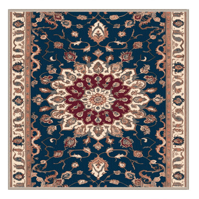 Tapis brun Tabriz lavable à la machine
