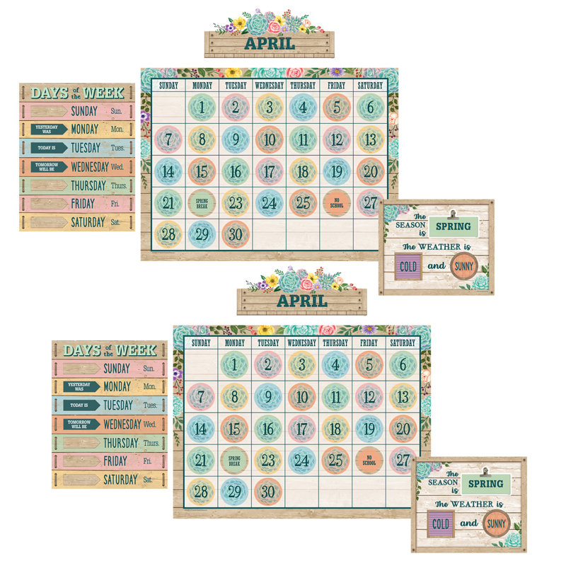 Ensemble de tableau d'affichage calendrier