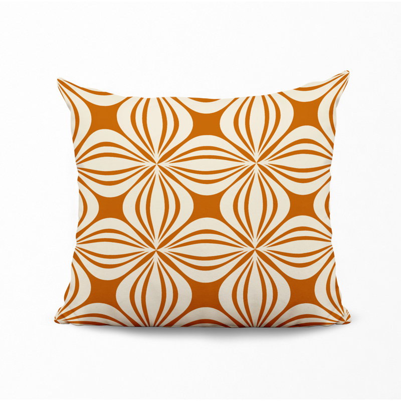 Polyester Throw Square Indoor/Outdoor Pillow Cover & Insert, 20" x 20", Orange