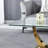 47.24" Glass Top Coffee Table With U-shape Sleek Stainless Steel Base-1154896660