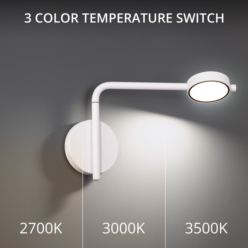 White Modern Dimmable LED Swing Arm Wall Sconce