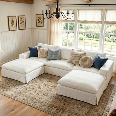 126" Oversized U Shaped Cloud Couch Modular Sofa, 3 Seat Sectional with 2 Ottomans for Living Room