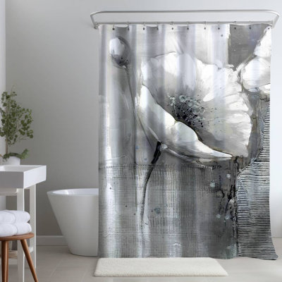 Floral – Polyester Shower Curtain, Dye Sublimation Print, 71" W × 74" L