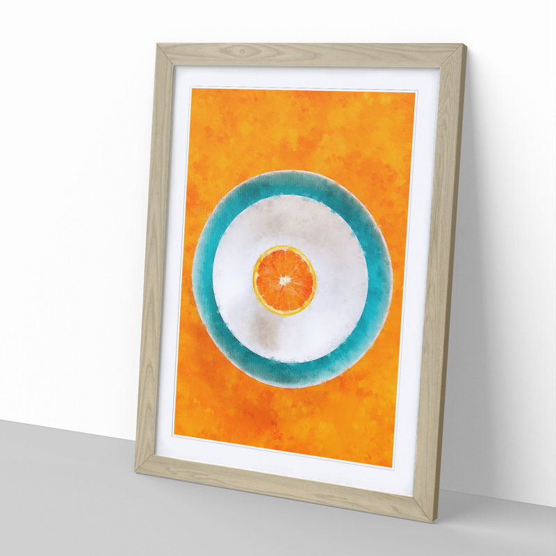Orange Circles - Framed Print, 65cm H x 48cm W x 2cm D, Oak Framed