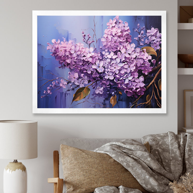 Lilas rêverie sur toile, H 16 po x l 32 po x P 1 po, Cadre simple blanc