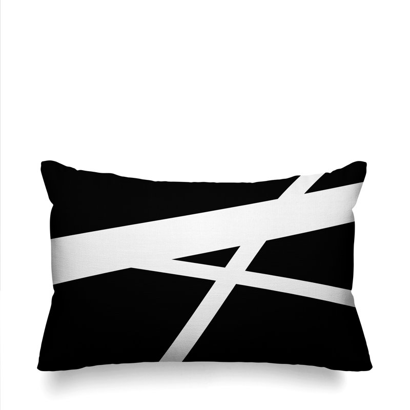 Seward Geometric Diamond Indoor/Outdoor Throw Pillow, Black