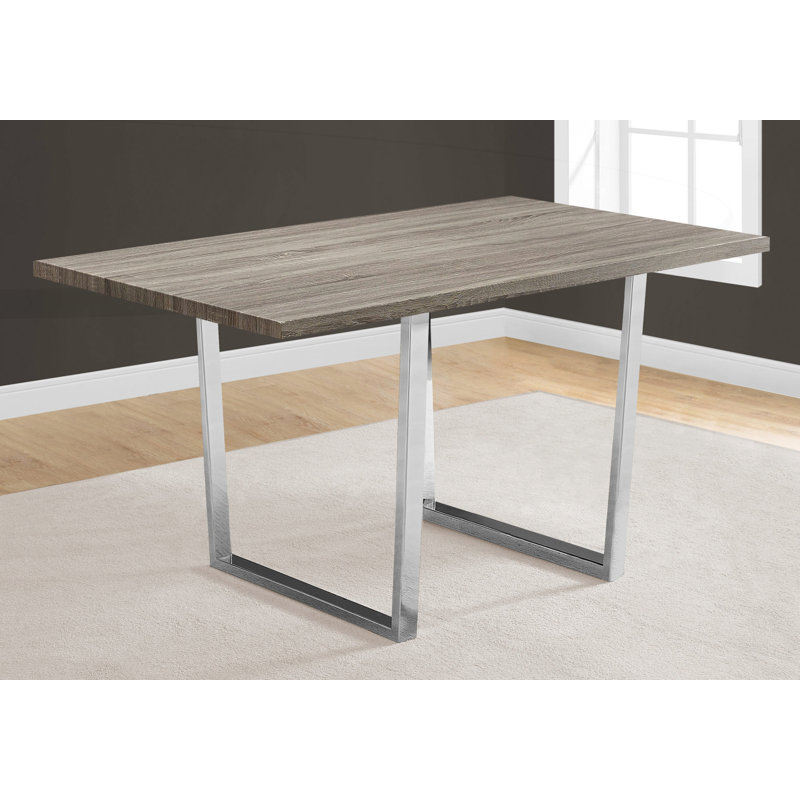 Table de salle à manger rectangulaire de 60 po en métal et stratifié pour la cuisine ou la salle à manger Dacian, Taupe foncé