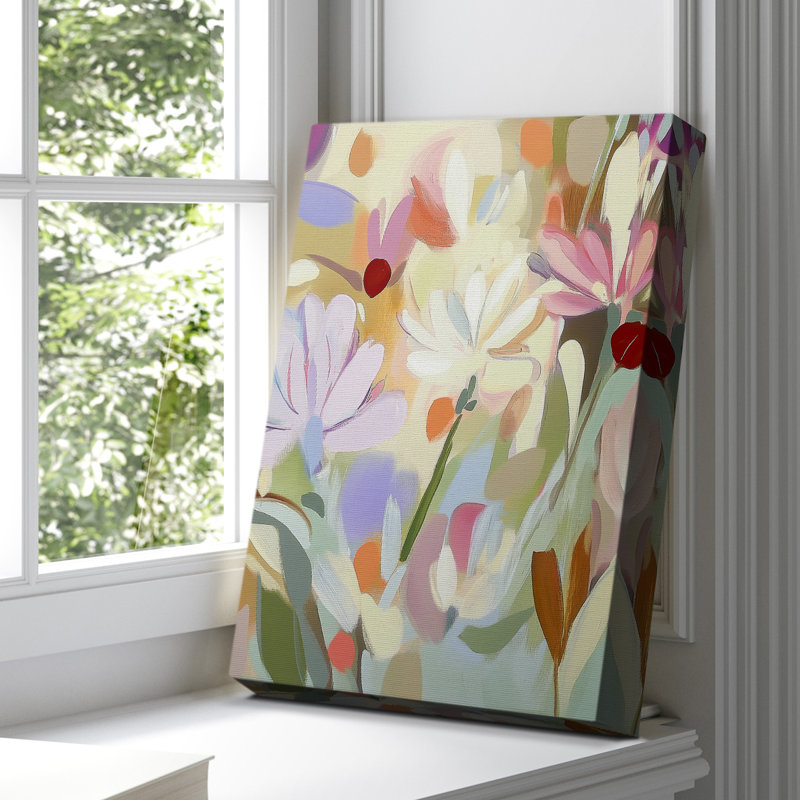 Floral sur toile tendue avec châssis CCLIV - prêt à être accroché, H 60 po x l 40 po