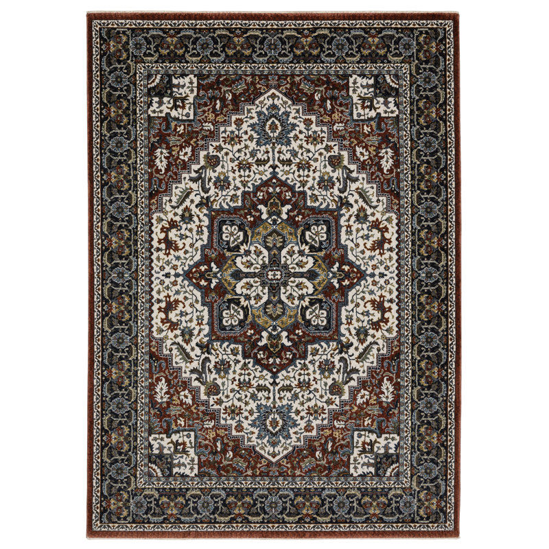Tapis rouge / multicolore Sorusch Center Medallion, Rectangle 9 pi 10 po x 12 pi 11 po