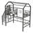 Metal Loft Bed With Roof Design And A Storage Box, Twin, Black-811167585