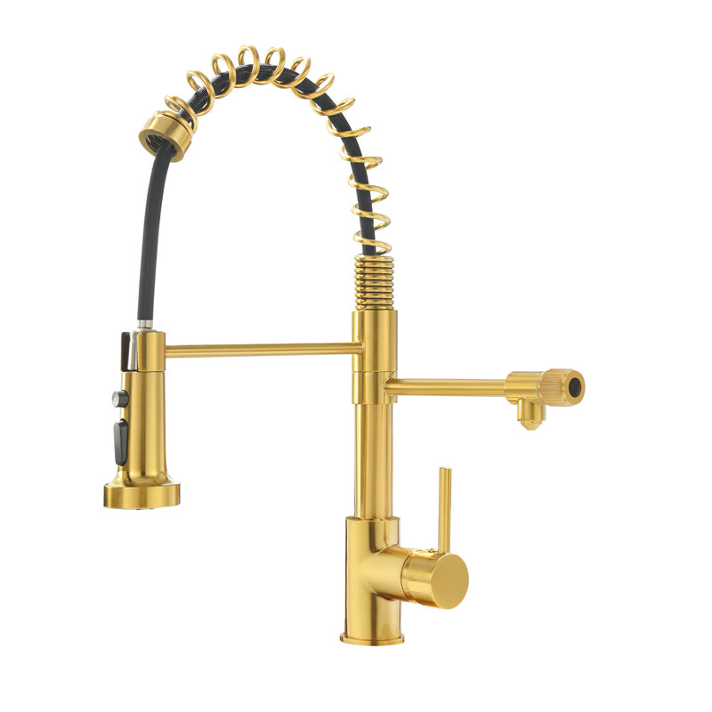 Drinking Water Faucet In Kitchen, Pull Down Filter, Purifier Sink Tap Black And Nickel Gold, Independent Outlet Configuration Filter Kitchen Faucets, Spout, Separate Cold Hot Output Function For
