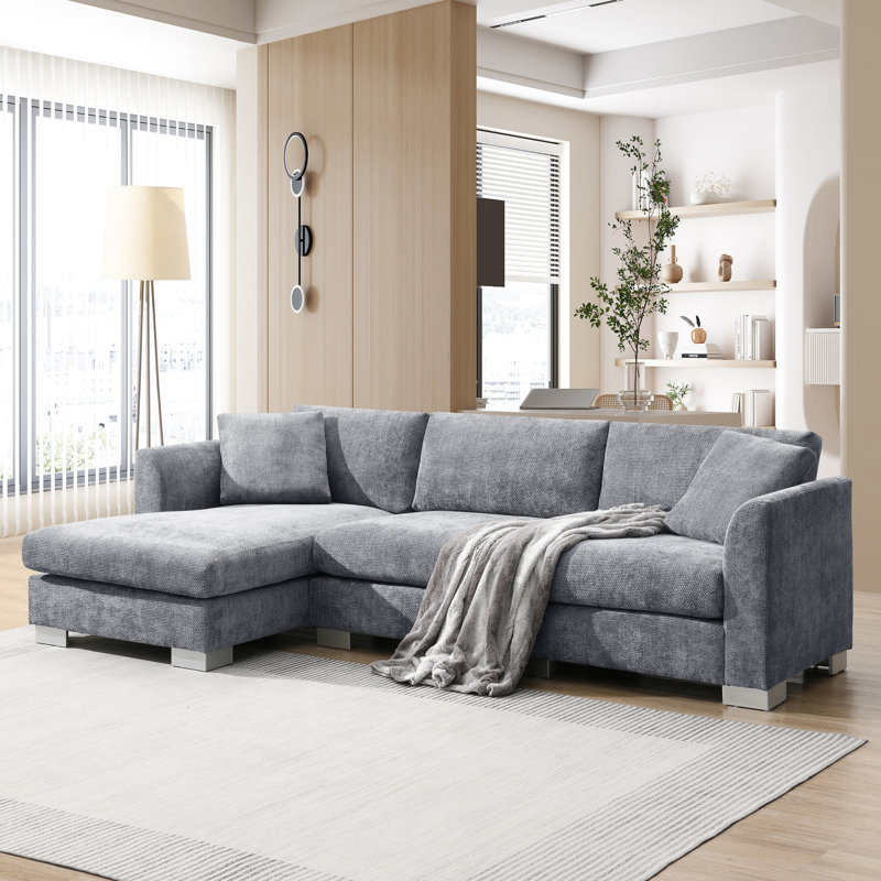Canapé modulaire en L chenille de 96 po Modern Sectionals