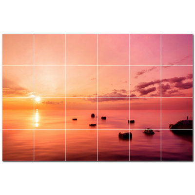 Sunset Photo 12'' x 12'' Satin Ceramic Decorative Mural