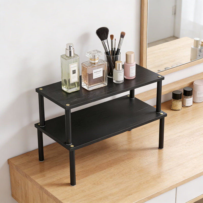 Ensemble de tablettes de rangement en bambou, étagère à épices empilable et extensible pour le comptoir de la cuisine et le rangement des armoires, conception de barre ronde robuste