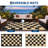 9x12 FT Reversible Outdoor Rug, Black & Brown Modern Checkered Waterproof Plastic Straw Patio Mat, UV Resistant Portable Foldable Carpet With Carry Bag & Stakes For Patio Deck Camping Picnic Balcony Lawn-1544580346-1544580344