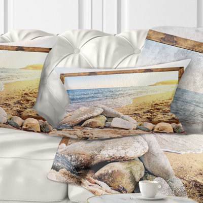 Framed Effect Beach Rocks - Beaches Printed Throw Pillow