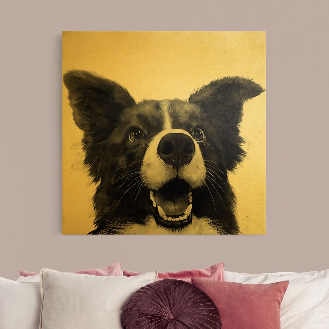 Leinwandbild Illustration Hund Border Collie von Laura Graves