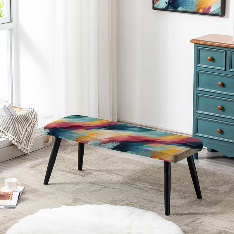 Contemporary Artistry Motif à chevrons - Banc noir rembourré abstrait