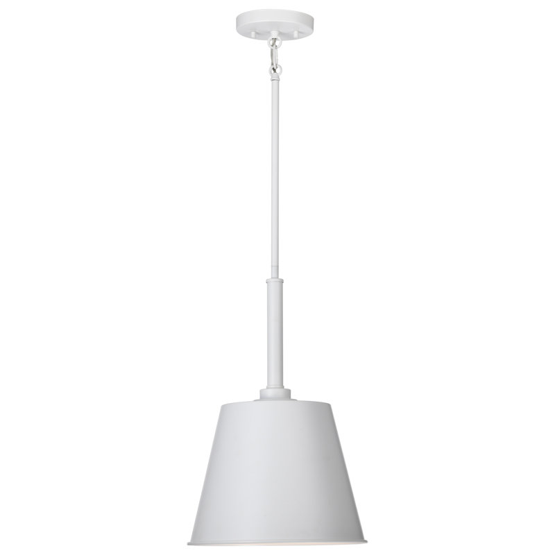Luminaire suspendu simple à 1 lumière Jahirah, H 17,13 po x l 11 po x P 11 po, Blanc mat