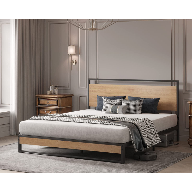 Ingrun Meatl Platform Bed with Headboard, Full