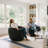 Modern Genuine Italian Leather Swivel Barrel Accent Chair with Wood Base, Fully Assembled-1250259814