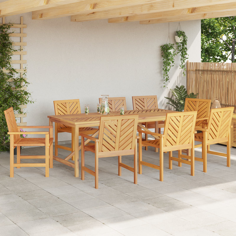 8 - Person Wood Patio Dining Set with Rectangular Table