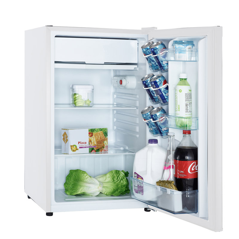 Compact White Energy Star Mini Fridge with Adjustable Shelves