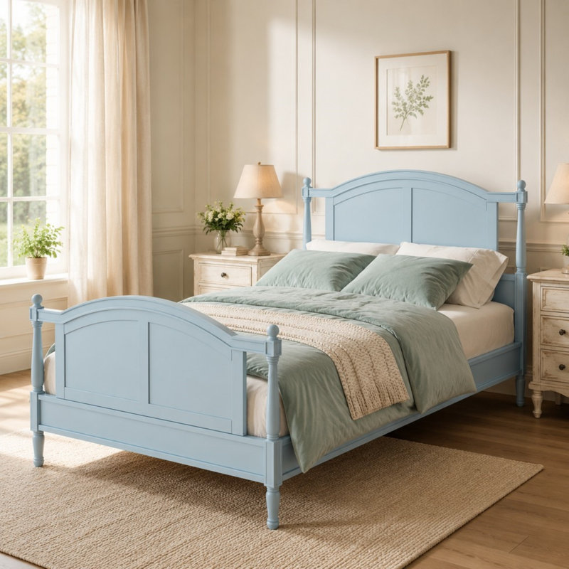 Cadre de lit double, Bleu clair
