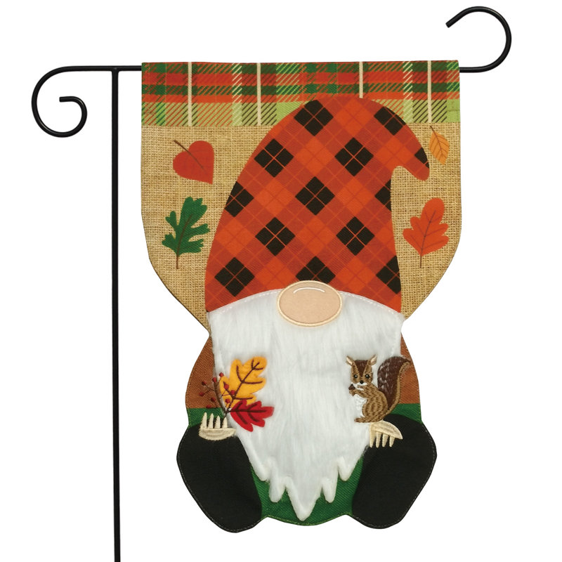 Fall Gnome Burlap Garden Flag