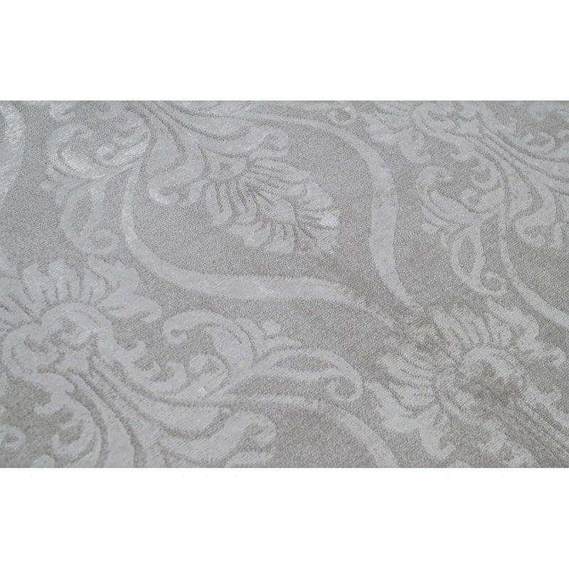 Himalayan Art Damask Area Rug in Silver