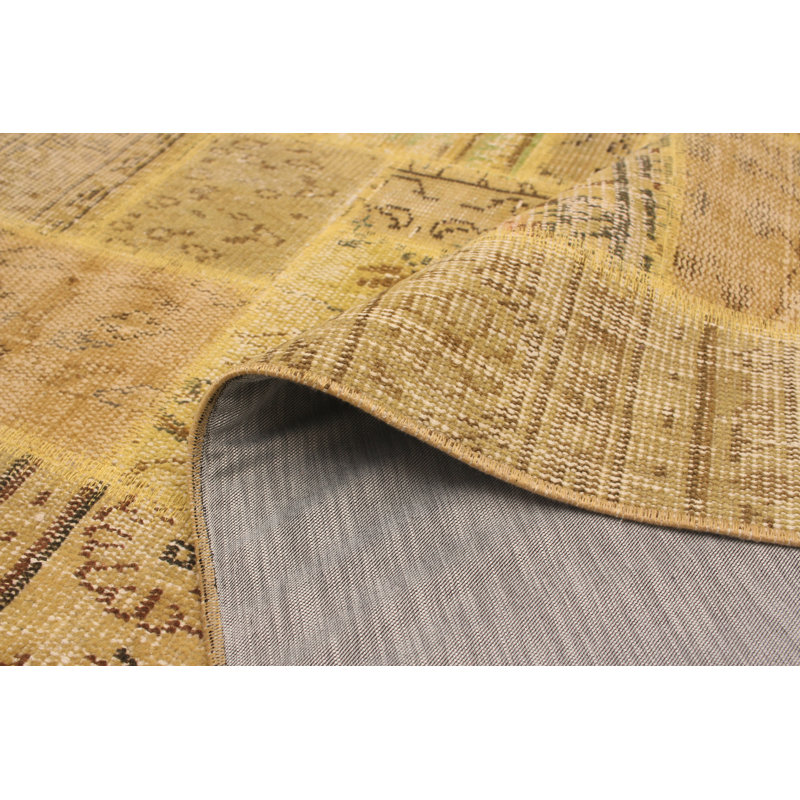 Tapis de la surface en laine beige/vert 7 pi x 9 pi 9 po main-of-kind-noué la 1980 Lave