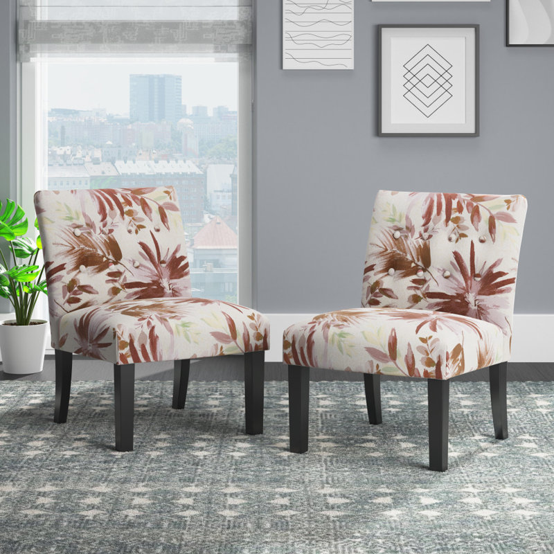 Fauteuil de chambre en polyester touffeté de 55,88 cm de large Scolle, 100% polyester cramoisi floral