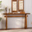 Console noyer en MDF brun, table de canapé d'entrée étroite de 55 pouces, table d'appoint minimaliste rustique avec cadre de support double, console de vestibule facile à assembler pour le couloir du salon