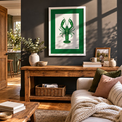Green Lobster Study Botanical - Framed Print